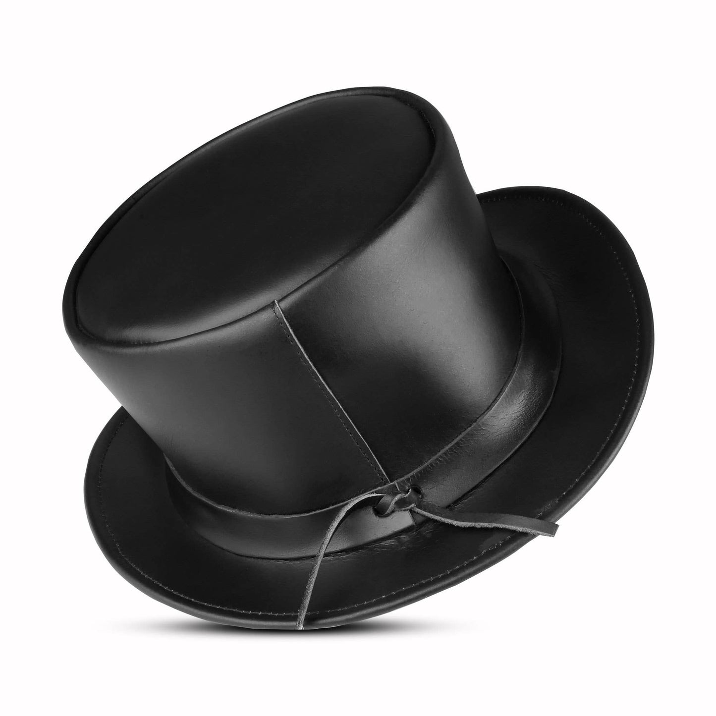 HADZAM Black Genuine Leather Top Hat