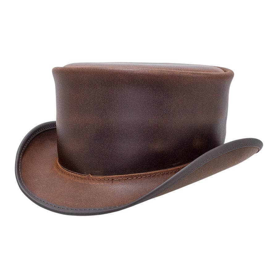 Marlow - Mens Leather Top Hat - Unbanded