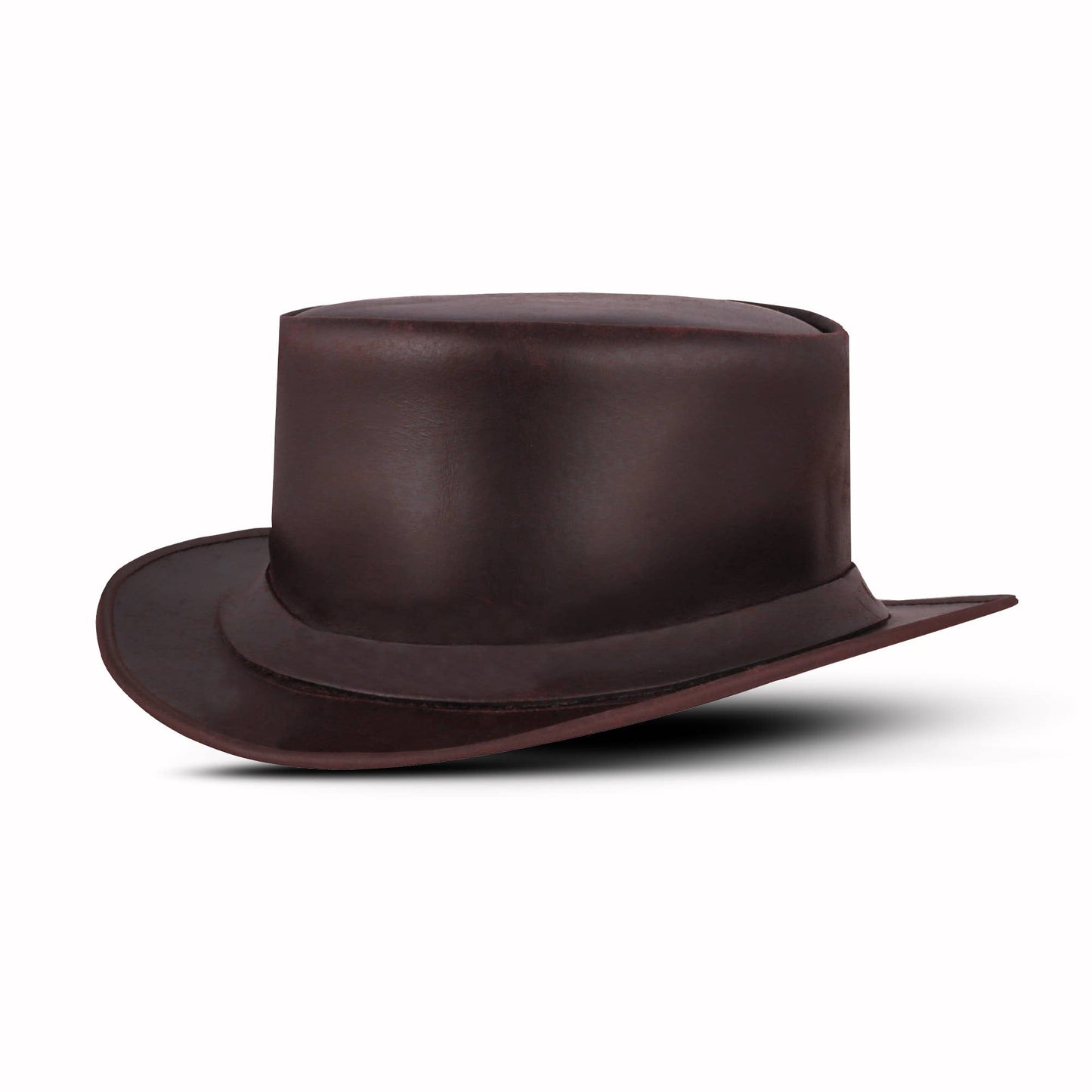 HADZAM Brown Genuine Leather Top Hat