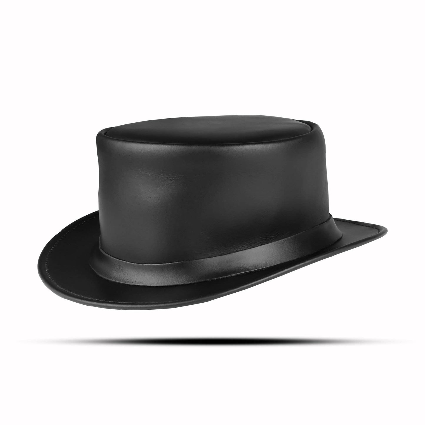 HADZAM Black Genuine Leather Top Hat